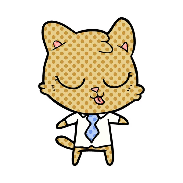 Vector Illustration Cartoon Business Cat — Stock Vector
