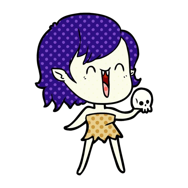 Cute Cartoon Happy Vampire Girl — Stock Vector