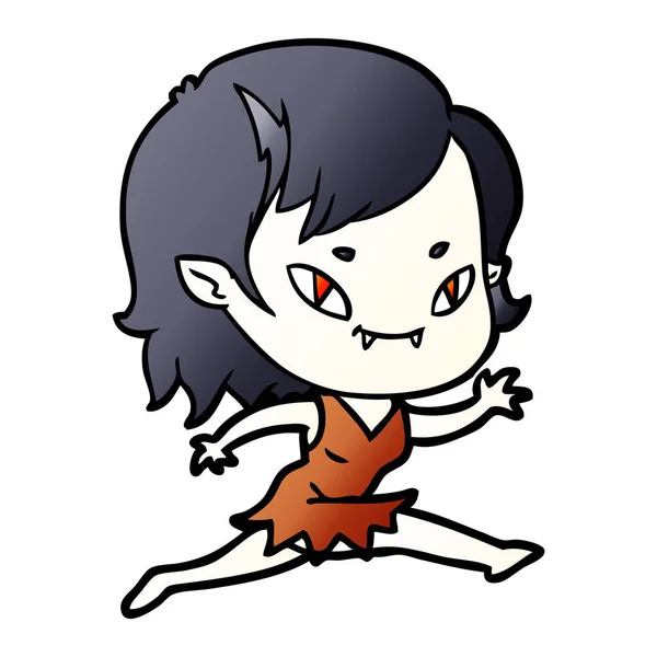 Cartoon Friendly Vampire Girl Running — Stock Vector