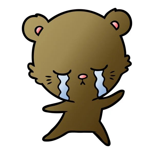 Vector Illustration Crying Cartoon Bear — Stock Vector