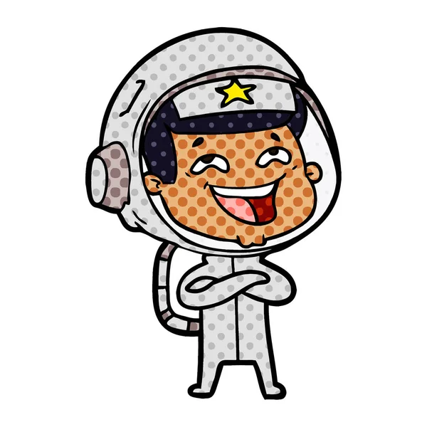 Vector Ilustración Dibujos Animados Astronauta Riendo — Vector de stock