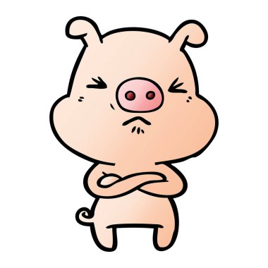 vektör çizim karikatür kızgın domuz