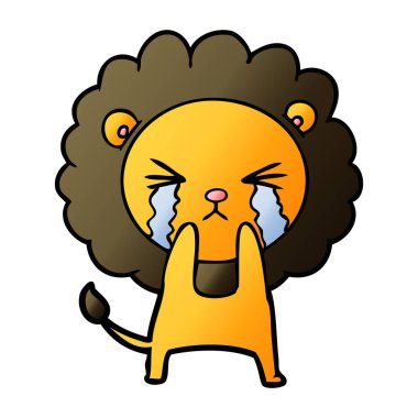 vektör çizim aslan ağlıyor çizgi film