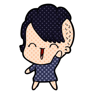 karikatür mutlu hippi kız