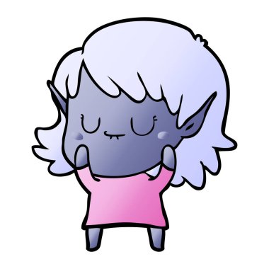 mutlu karikatür elf kız elbise