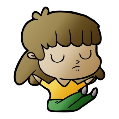 vektör çizim karikatür kadın oturuyordu