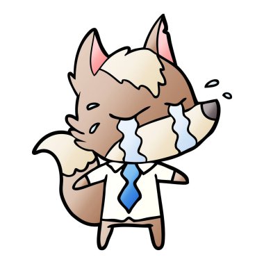 çizgi film ağlayan kurt iş elbiseleri giyiyor