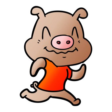 gergin çizgi film domuz vektör çizim