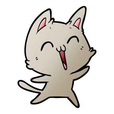 vektör çizim karikatür mutlu kedi