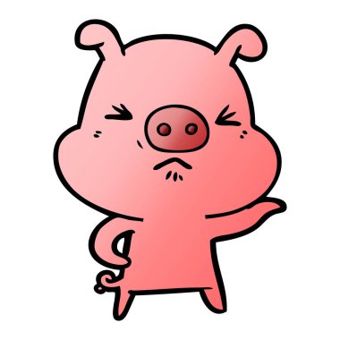 vektör çizim karikatür kızgın domuz