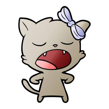 vektör çizim karikatür esneme kedi