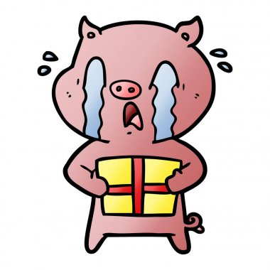 Noel hediyesi teslim ağlayan domuz çizgi film