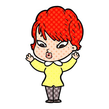 Çizgi filmdeki kadının vektör çizimi