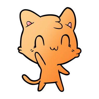 vektör çizim karikatür mutlu kedi