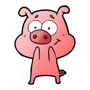 mutlu karikatür domuz vektör çizim