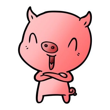 mutlu karikatür domuz vektör çizim