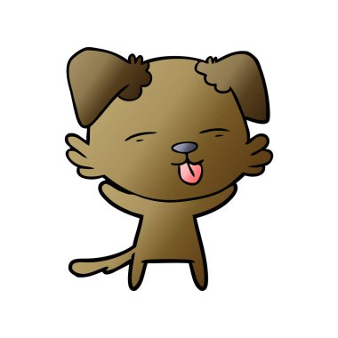 Çizgi filmdeki köpek dilini çıkartıyor.