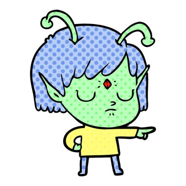 vektör çizim karikatür uzaylı kız