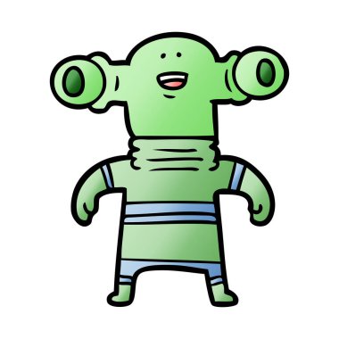 Dostu karikatür uzaylı vektör çizim