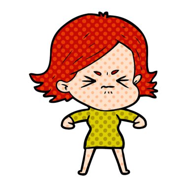 vektör çizim karikatür kızgın kız
