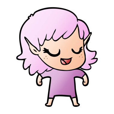 mutlu karikatür elf kızı