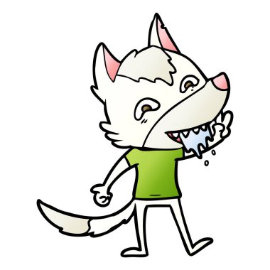 vektör çizim karikatür aç kurt