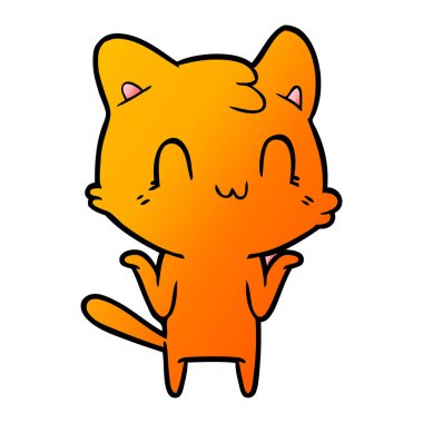 vektör çizim karikatür mutlu kedi