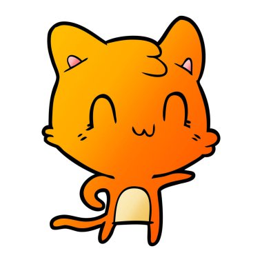 karikatür mutlu kedi işaret