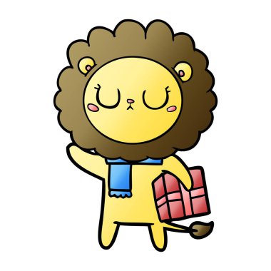 Noel hediyesi ile çizgi film aslan