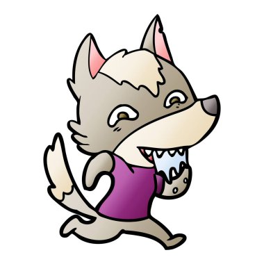 vektör çizim karikatür aç kurt