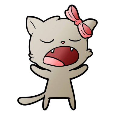 vektör çizim karikatür esneme kedi