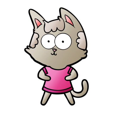 vektör çizim karikatür mutlu kedi
