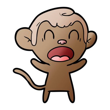 bağırarak karikatür maymun vektör çizim