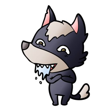 vektör çizim karikatür aç kurt