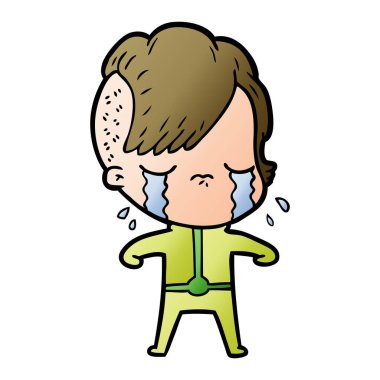 Ağlayan kızın vektör çizimi