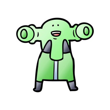 Dostu karikatür uzaylı vektör çizim