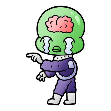 çizgi film büyük beyin uzaylı ağlıyor ve işaret