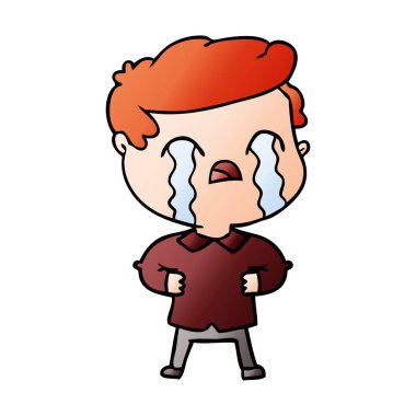 vektör çizim karikatür adam ağlıyor