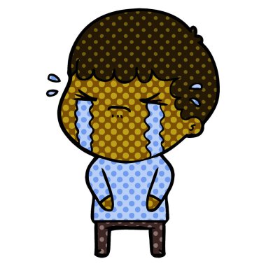 vektör çizim karikatür adam ağlıyor