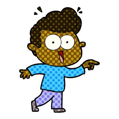 vektör çizim karikatür dostum heyecanlı