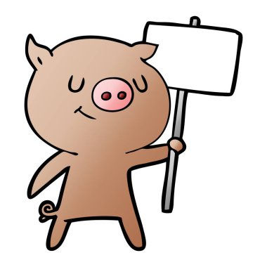 mutlu çizgi film afişini domuzla