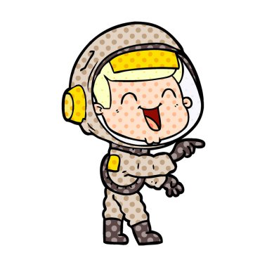 mutlu karikatür astronot vektör çizim