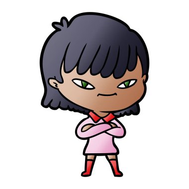 Çizgi filmdeki kadının vektör çizimi