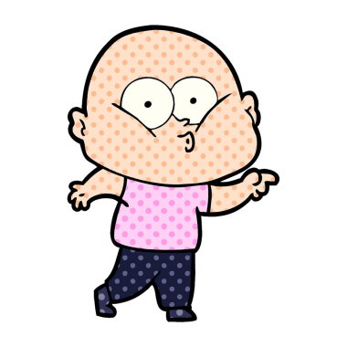 karikatür kel adam bakıyor