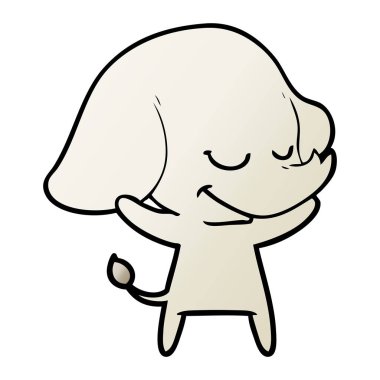 vektör çizim karikatür fil gülümseyen