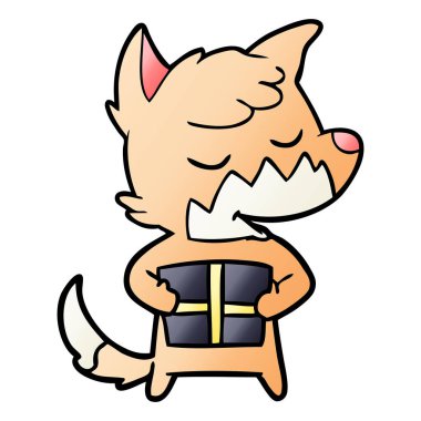 Dostu karikatür fox Noel hediyesi ile