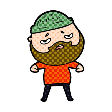 Sakallı endişeli adam çizgi film