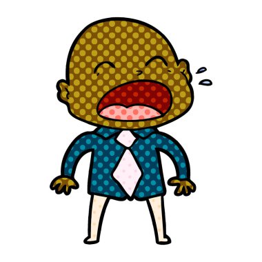 karikatür bağırarak kel adam