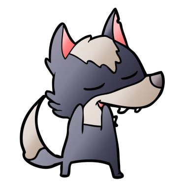 vektör çizim karikatür kurt gülen