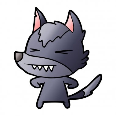 vektör çizim öfkeli wolf çizgi film